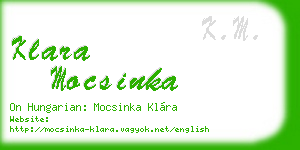 klara mocsinka business card
