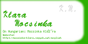 klara mocsinka business card